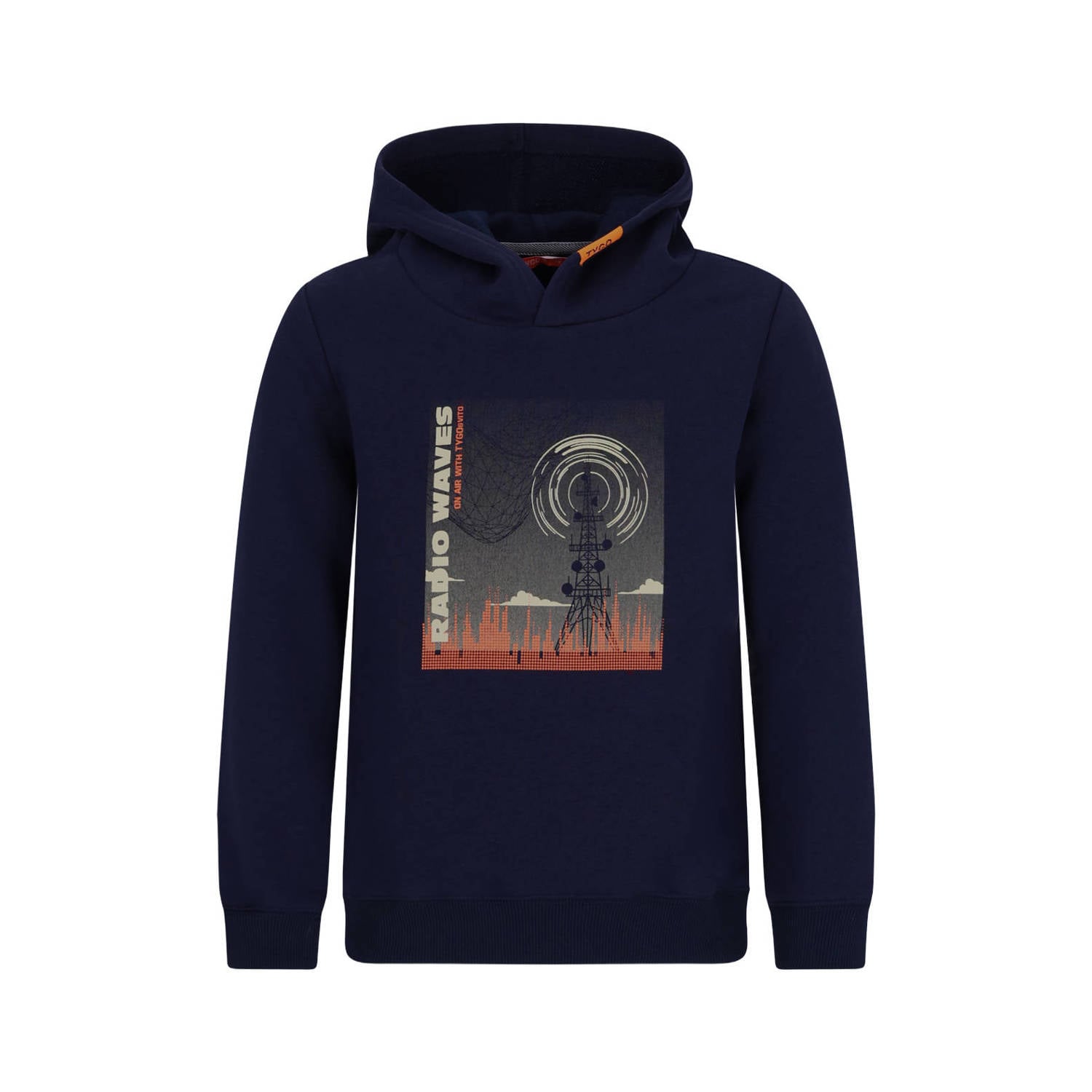 TYGO & vito hoodie met print donkerblauw