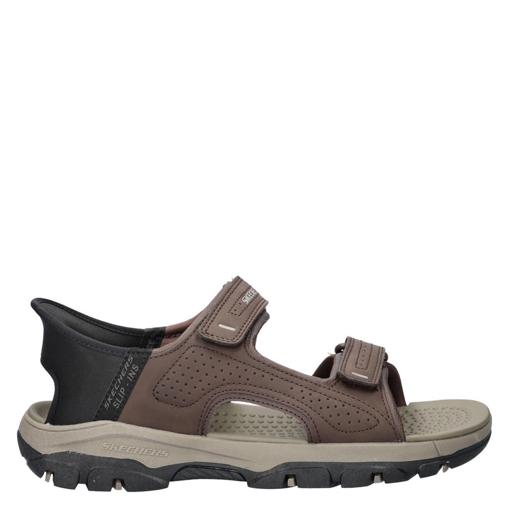 Bruine heren Skechers Hands Free Slip-Ins Tresmen imitatieleren sandalen
