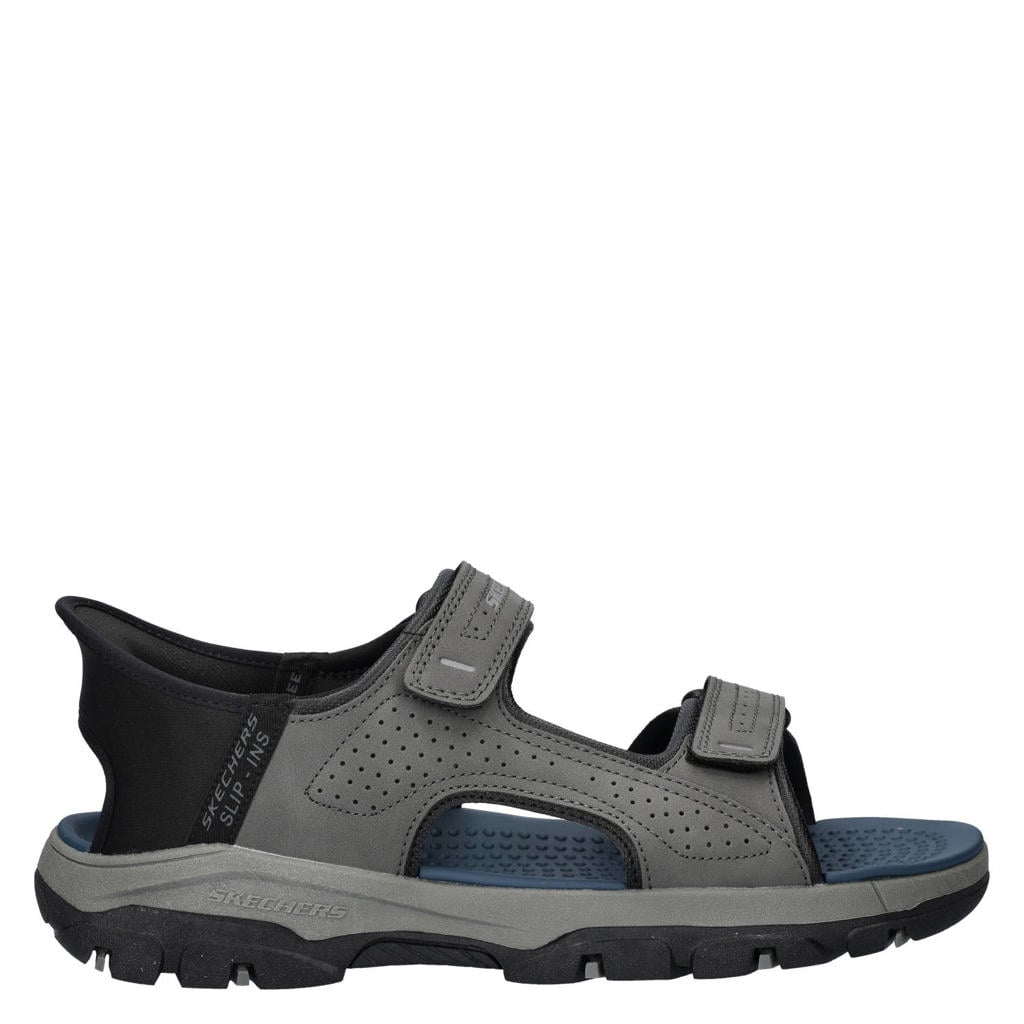 Grijze heren Skechers Hands Free Slip-Ins Tresmen imitatieleren sandalen