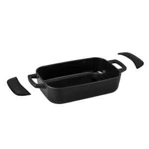 Ovenschaal / Braadslede Gietijzer Nori + Gratis Leren Handvaten - 30 x 21 x 8.2 cm - geëmailleerde anti-aanbaklaag