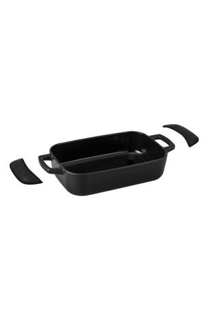 Ovenschaal / Braadslede Gietijzer Nori + Gratis Leren Handvaten - 30 x 21 x 8.2 cm - geëmailleerde anti-aanbaklaag