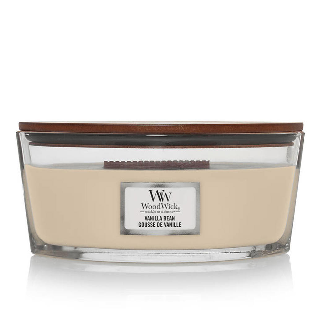 WoodWick WoodWick Geurkaars Ellipse Vanilla Bean - 9 cm / 19 cm - Geurkaars in Glas - Houten Lont