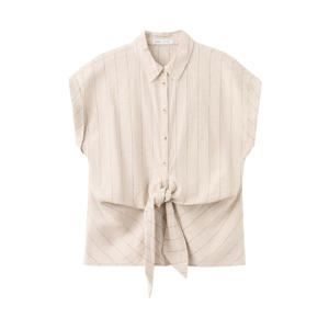 blouse met linnen met krijtstreep ecru