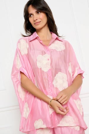 gebloemde blouse roze