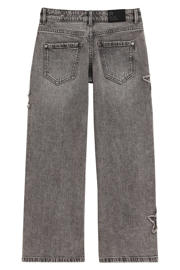 thumbnail: WE Fashion Blue Ridge wide leg jeans met patches - grijs