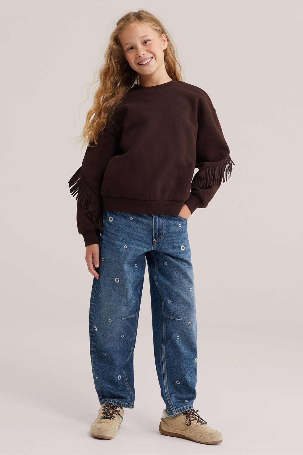 WE Fashion barrel jeans met studs - easy blue denim