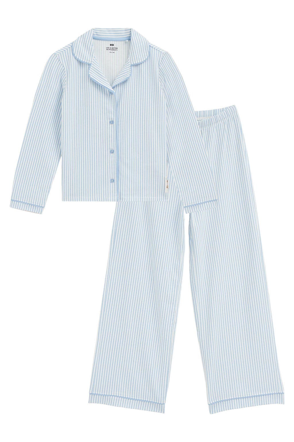 WE Fashion gestreepte pyjama - lichtblauw/ecru