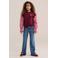 WE Fashion gestreepte sweater met contrastmouwen - donkerrood