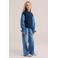 WE Fashion oversized sweater met ruches - blauw