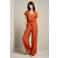 LOLALIZA wide leg regular waist broek terra
