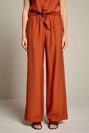 wide leg regular waist broek terra