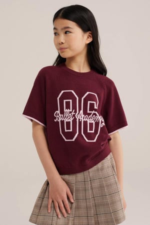 rechtvallend T-shirt - donkerrood