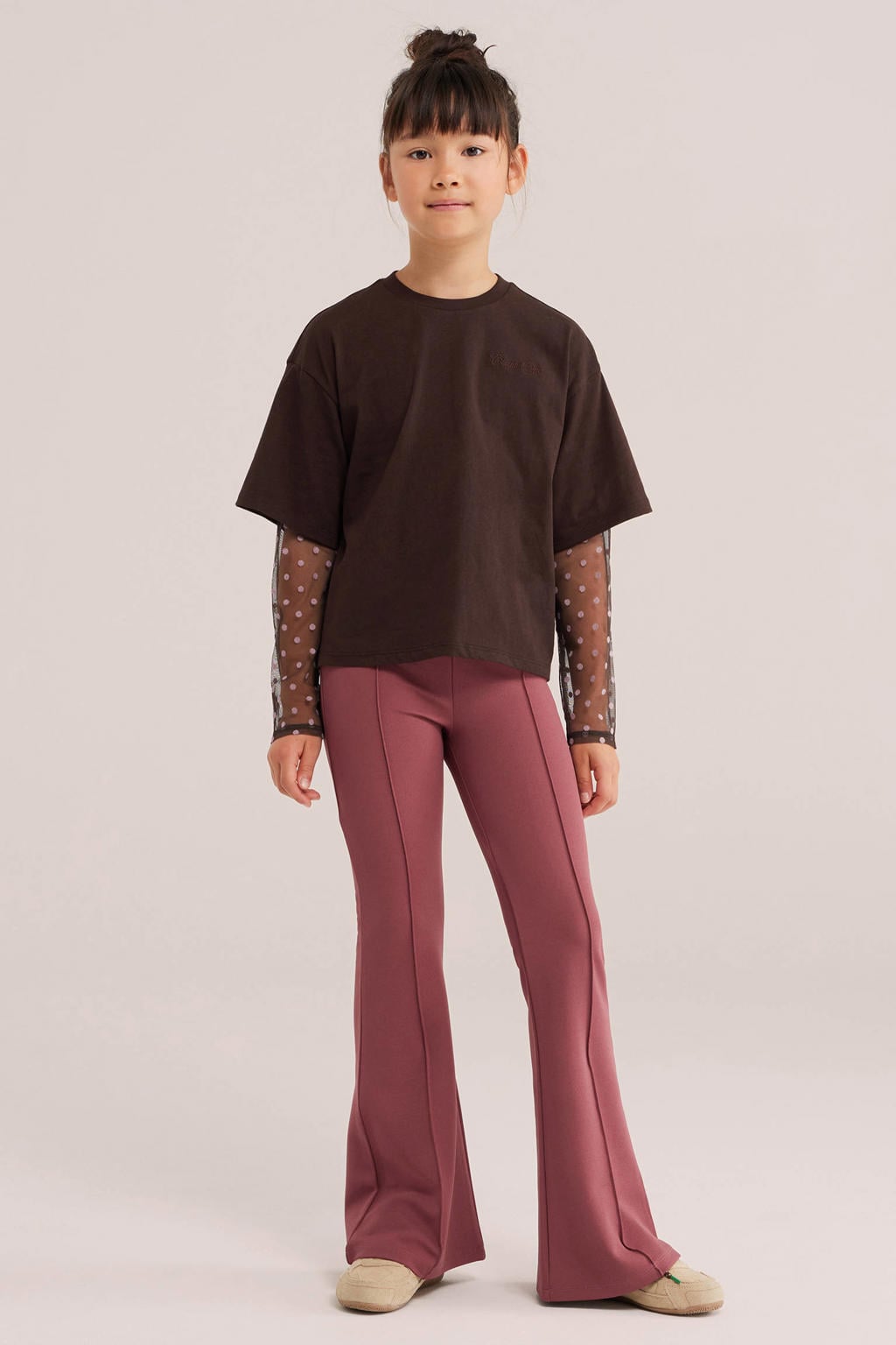 WE Fashion flared broek - oudroze