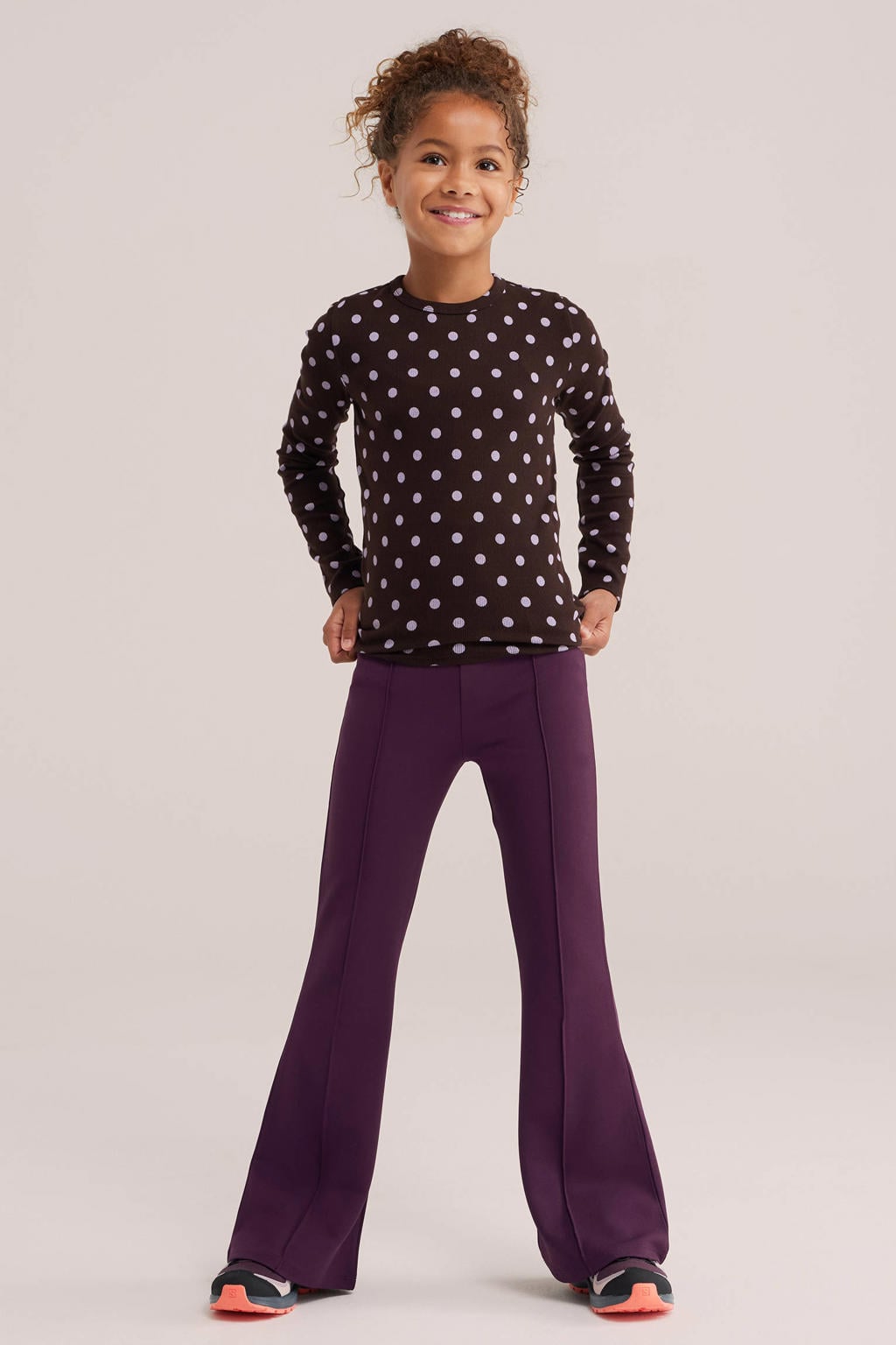 WE Fashion flared broek - aubergine