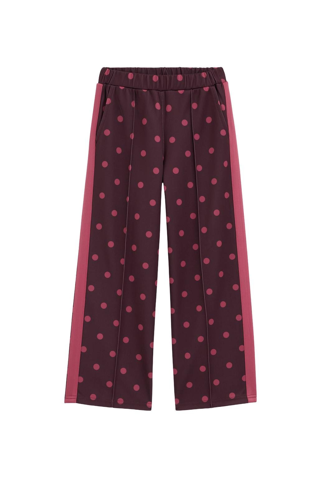 WE Fashion loose fit joggingbroek met stippen - donkerrood/roze
