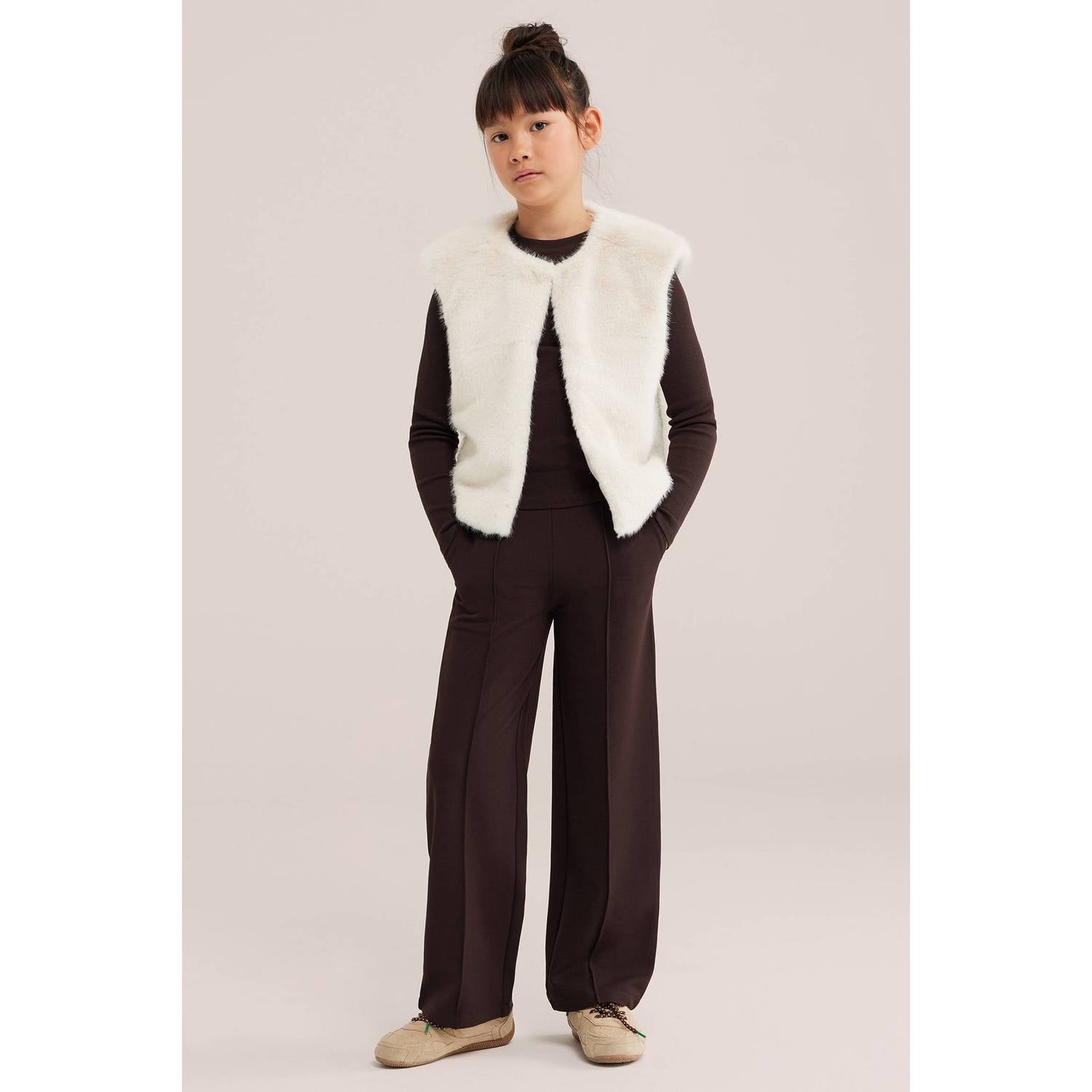 WE Fashion imitatiebont gilet ecru