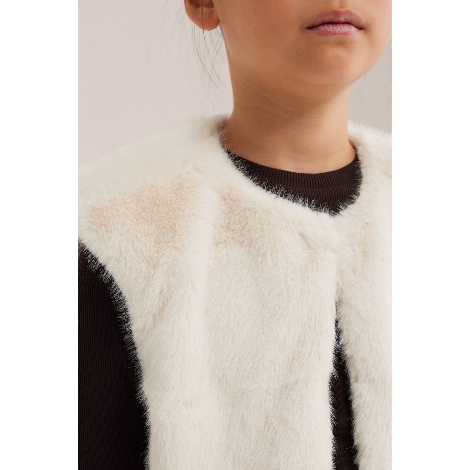 WE Fashion imitatiebont gilet ecru