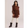 WE Fashion korte jurk met ruches en print - bruin/ecru