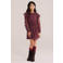 WE Fashion korte jurk met ruches - donkerrood/ecru