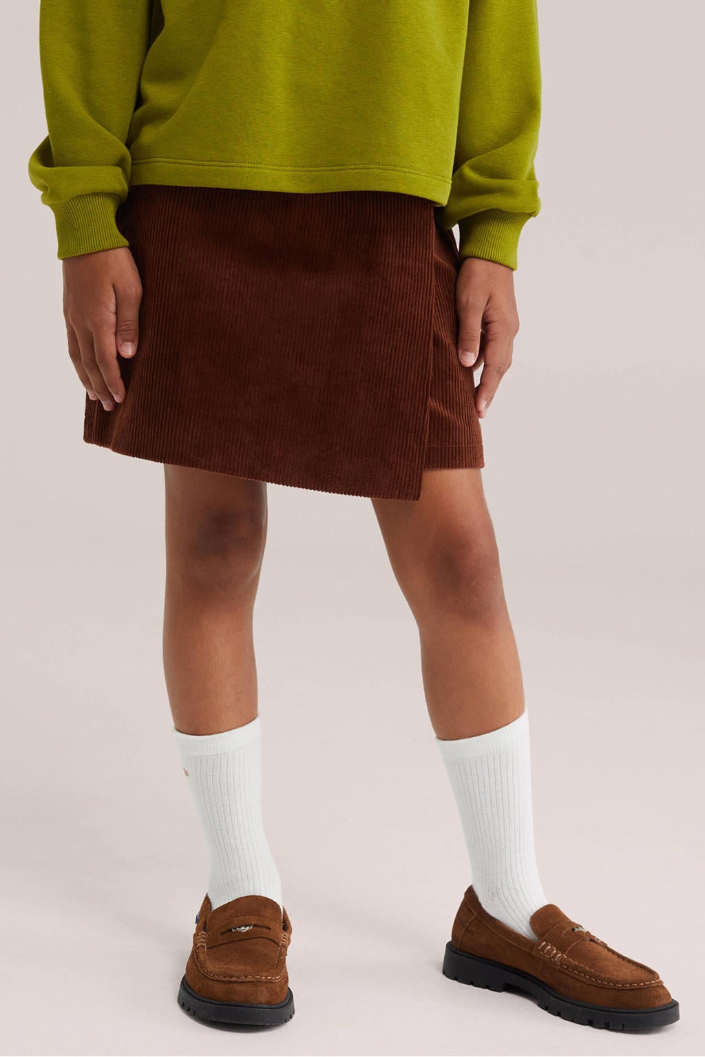 WE Fashion corduroy korte rok - cognac