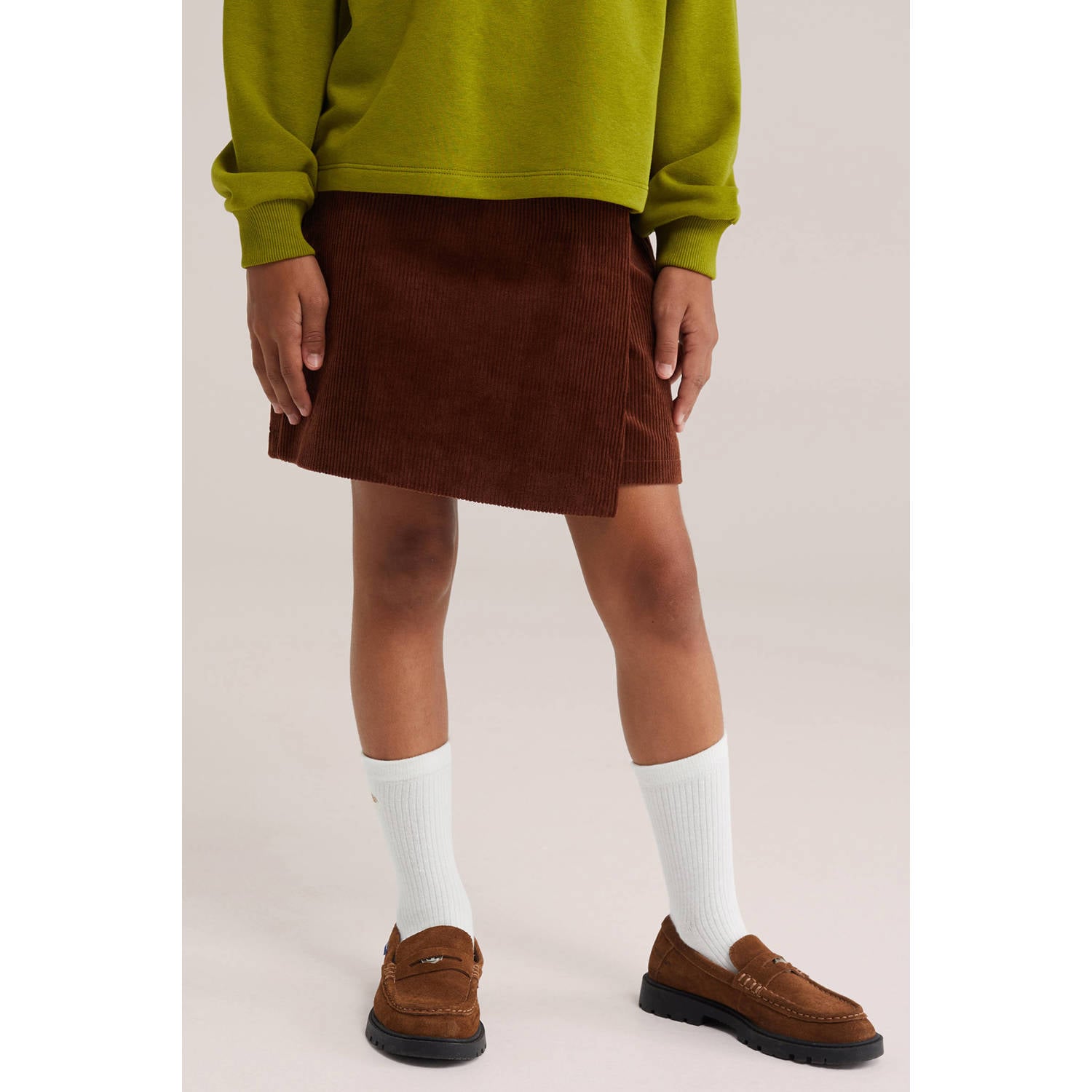 WE Fashion corduroy korte rok cognac