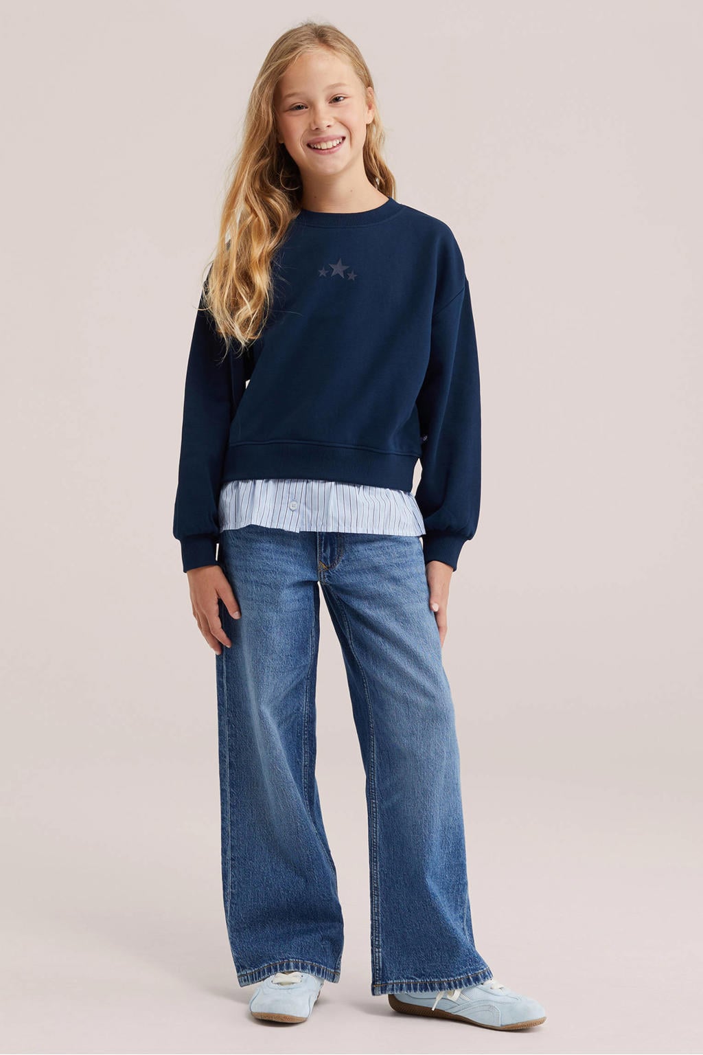 WE Fashion sweater met sterren - donkerblauw