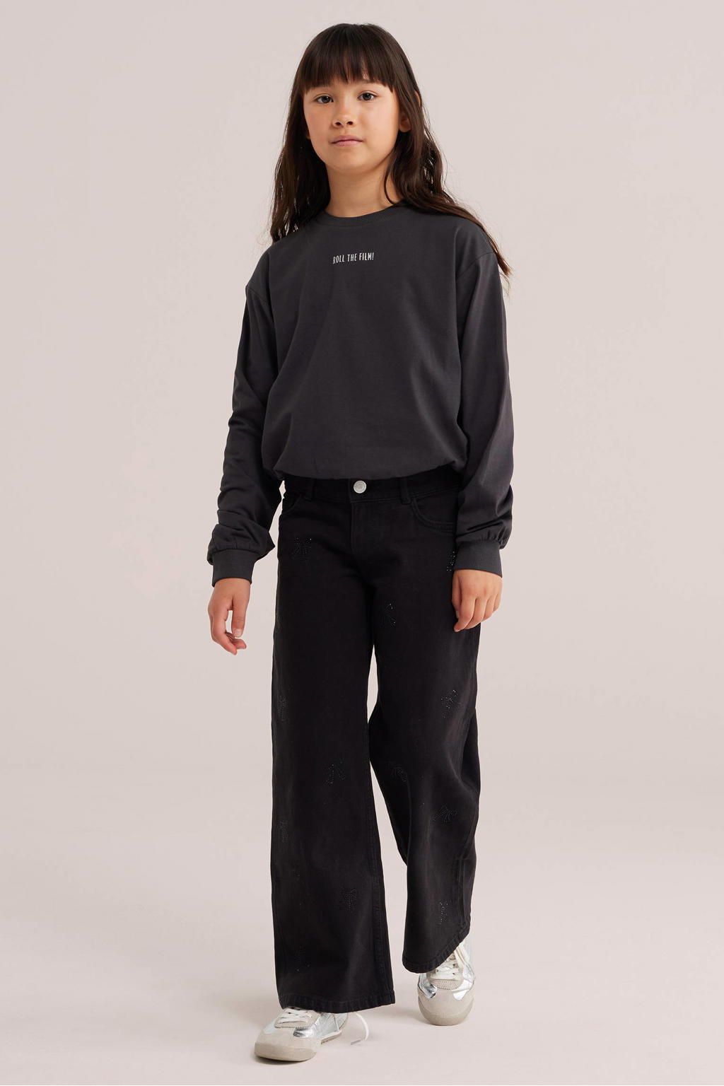 WE Fashion sweater met backprint - antraciet