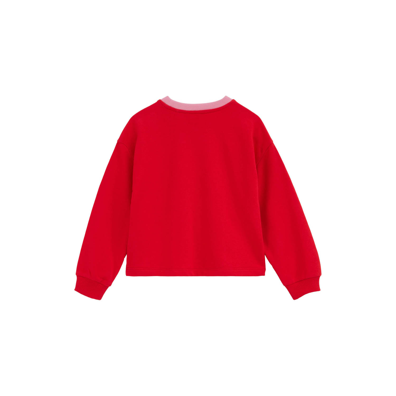 WE Fashion sweater met tekst rood lichtroze