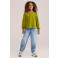WE Fashion sweater met tekst - olijfgroen/roze