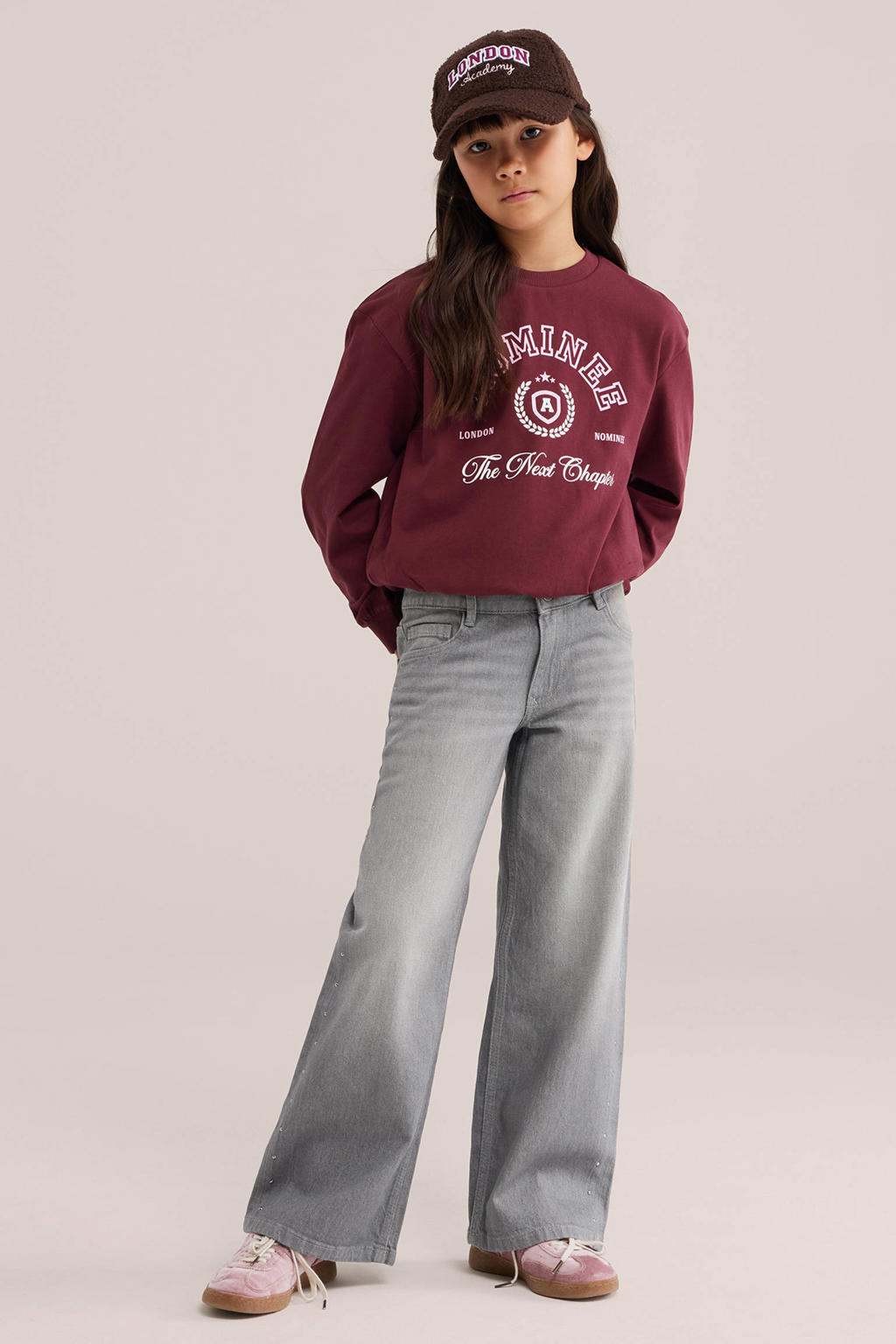 WE Fashion sweater met backprint - donkerrood