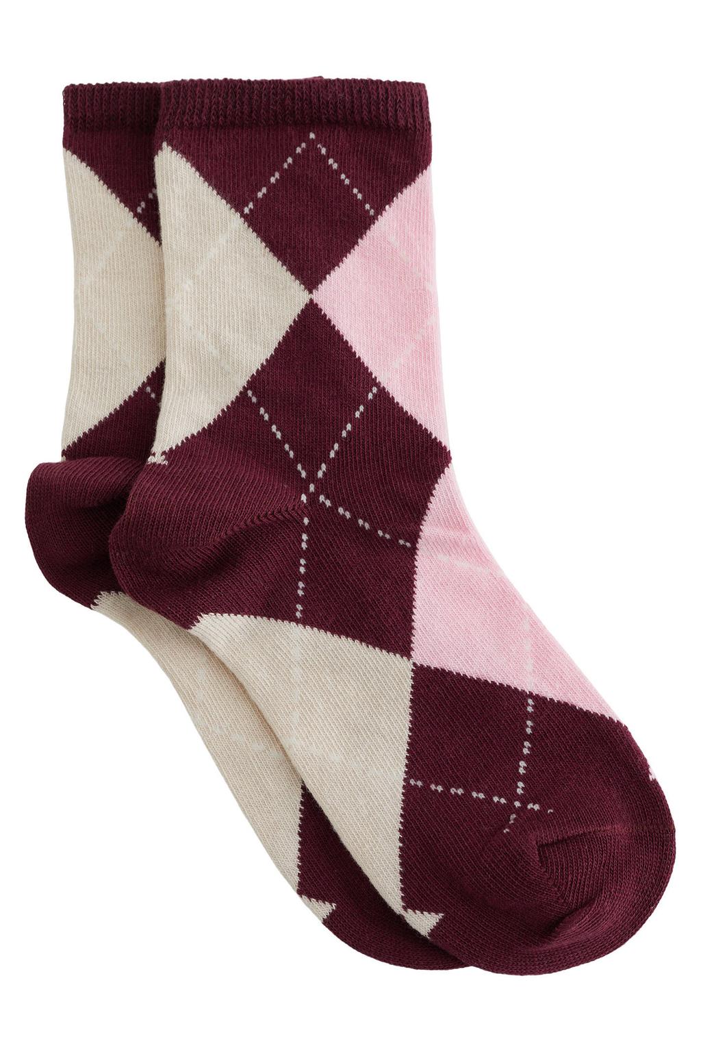 WE Fashion geruite sokken - donkerrood/roze/ecru