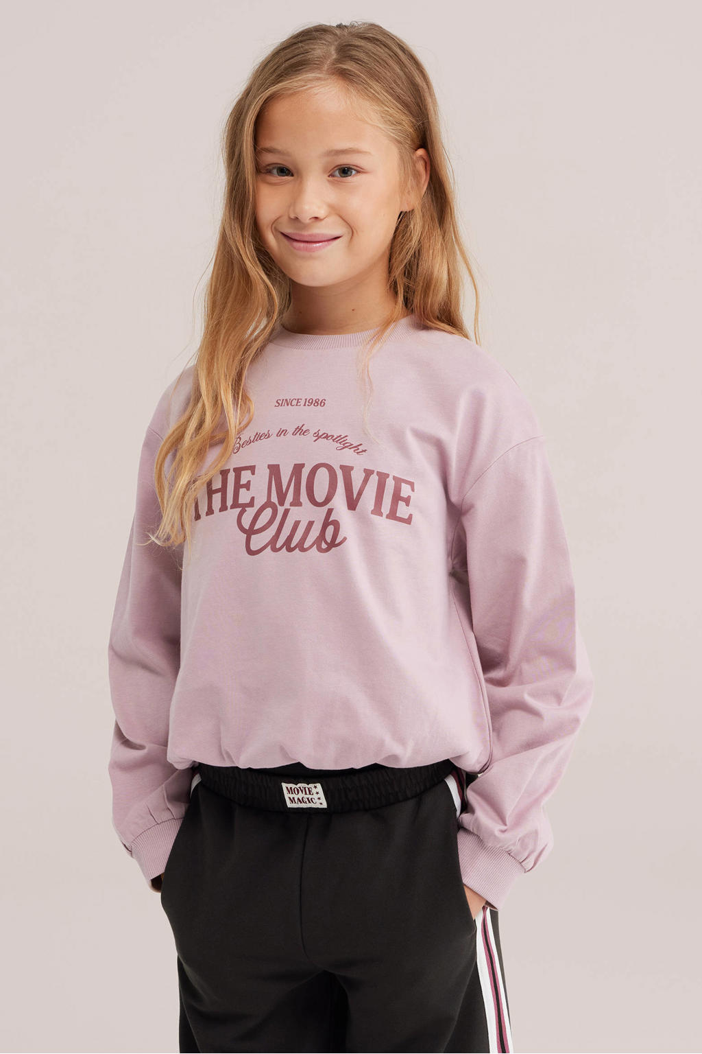 WE Fashion sweater met backprint - mauve