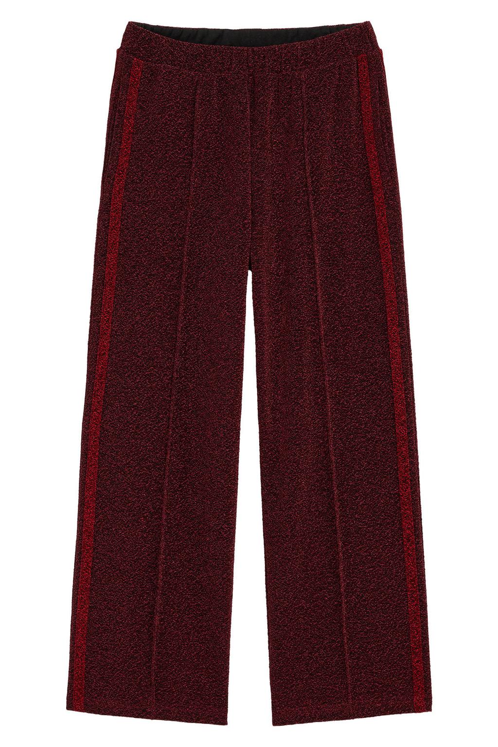 WE Fashion loose fit casual broek met glitters - donkerrood