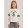 WE Fashion kanten gestreepte longsleeve met tekst - wit/zwart