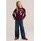 WE Fashion kanten gestreepte longsleeve met tekst - donkerrood/roze
