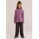 WE Fashion gestreepte longsleeve met backprint - donkerrood/roze