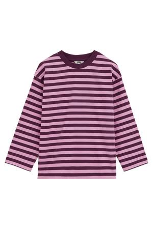 gestreepte longsleeve met backprint - donkerrood/roze