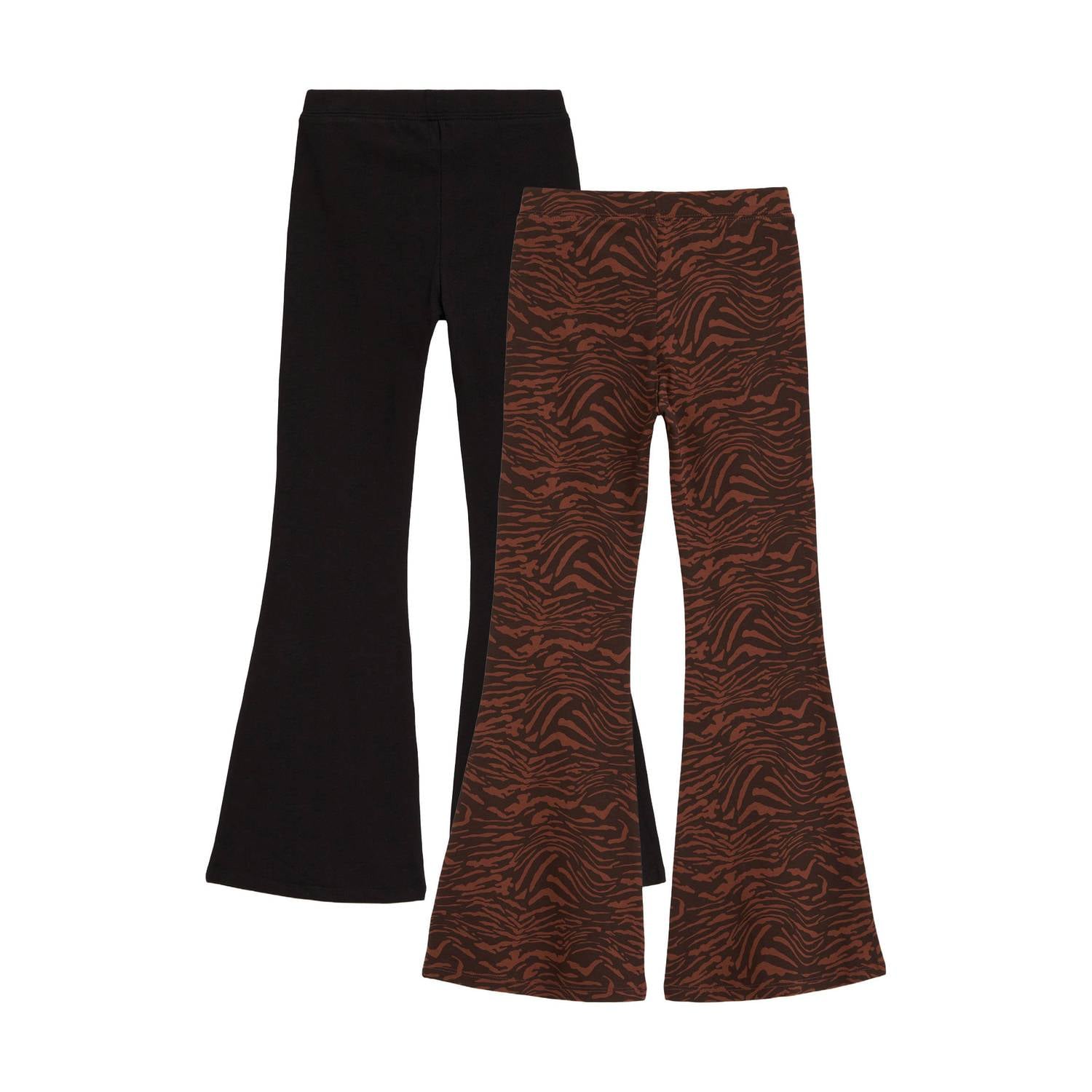 WE Fashion flared leggings zwart bruin (set van 2)