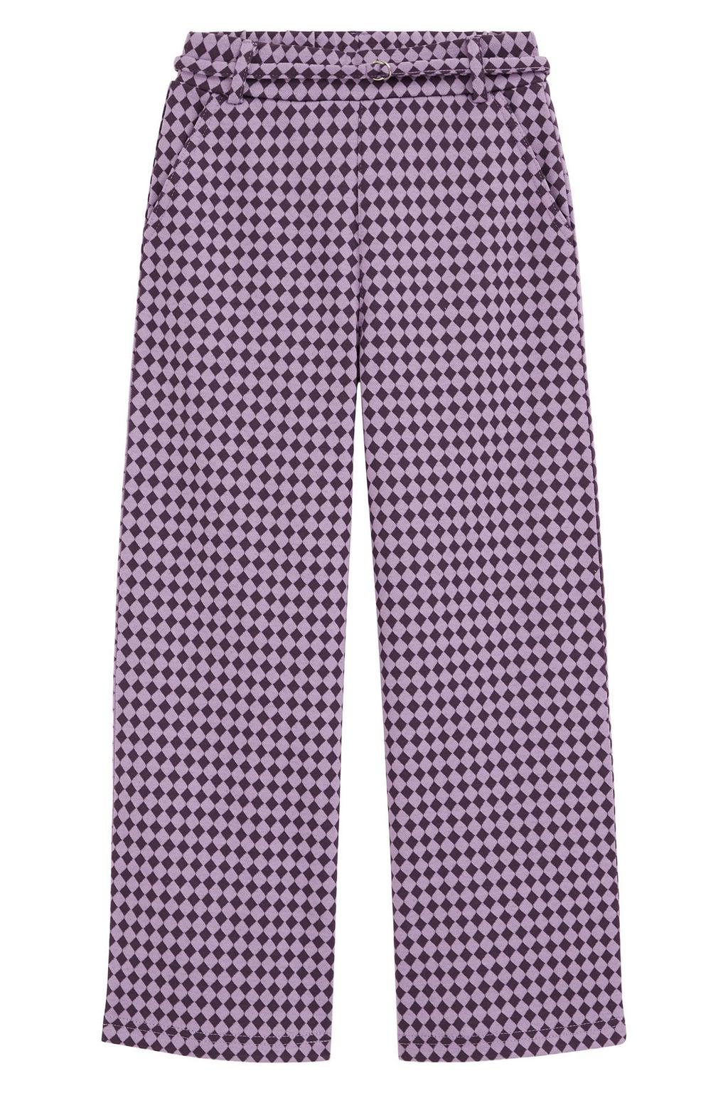 WE Fashion straight leg geruite pantalon - paars/donkerpaars