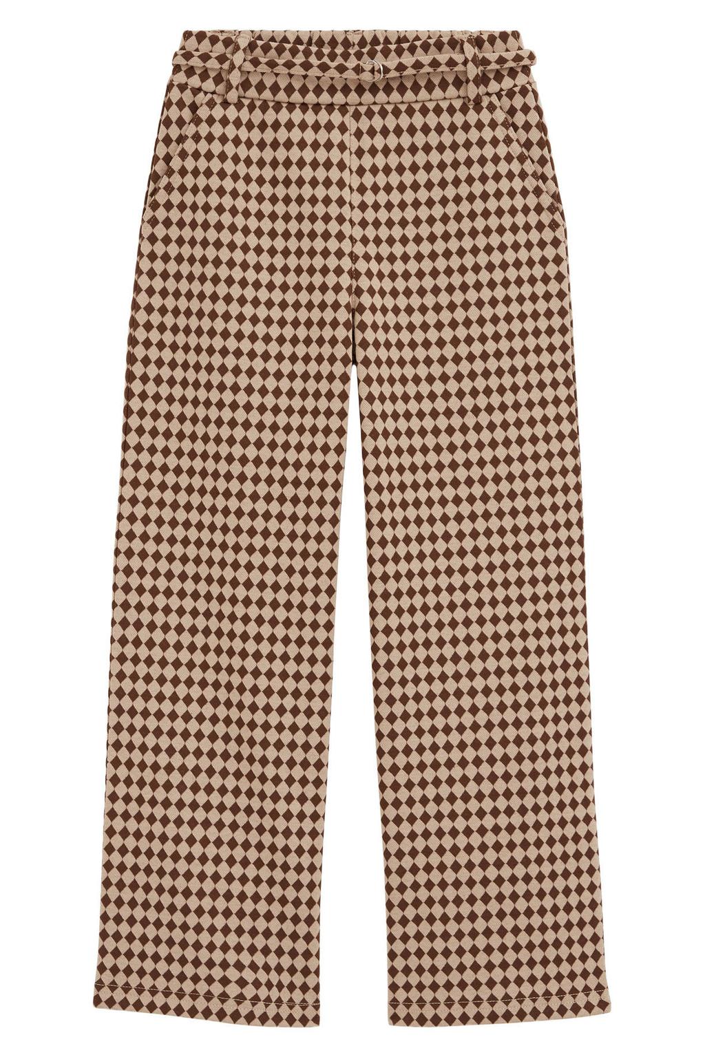WE Fashion straight leg geruite pantalon - beige/bruin