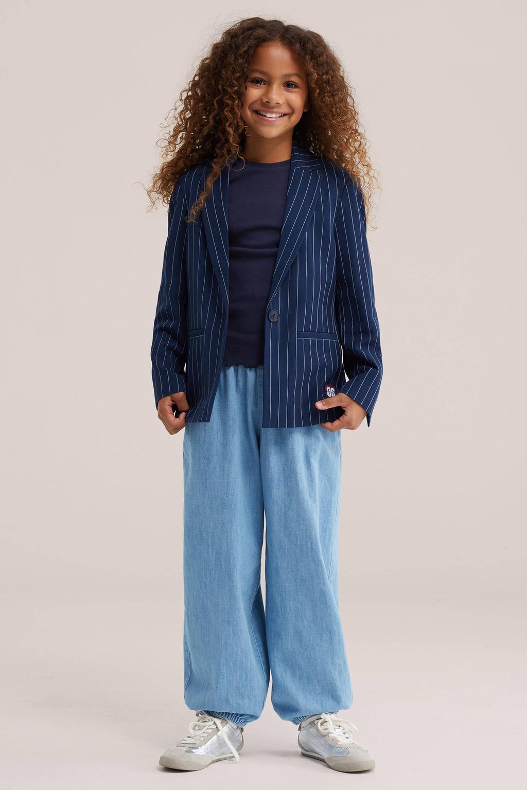 Light blue denim meisjes WE Fashion Blue Ridge ballon barrel jeans van denim met regular waist en effen