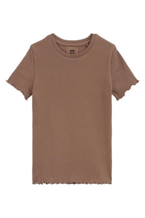 T-shirt met ruches - bruin