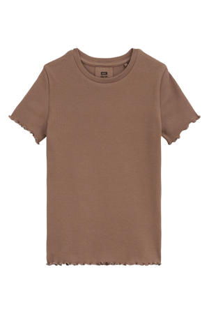T-shirt met ruches - bruin