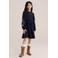 WE Fashion korte jurk met borduursels - donkerblauw