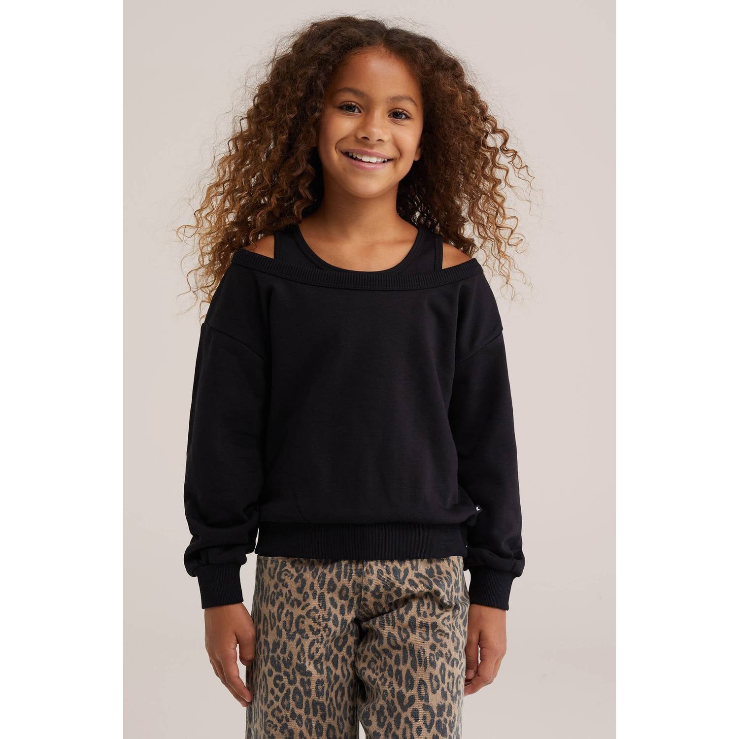 WE Fashion gemêleerde sweater zwart