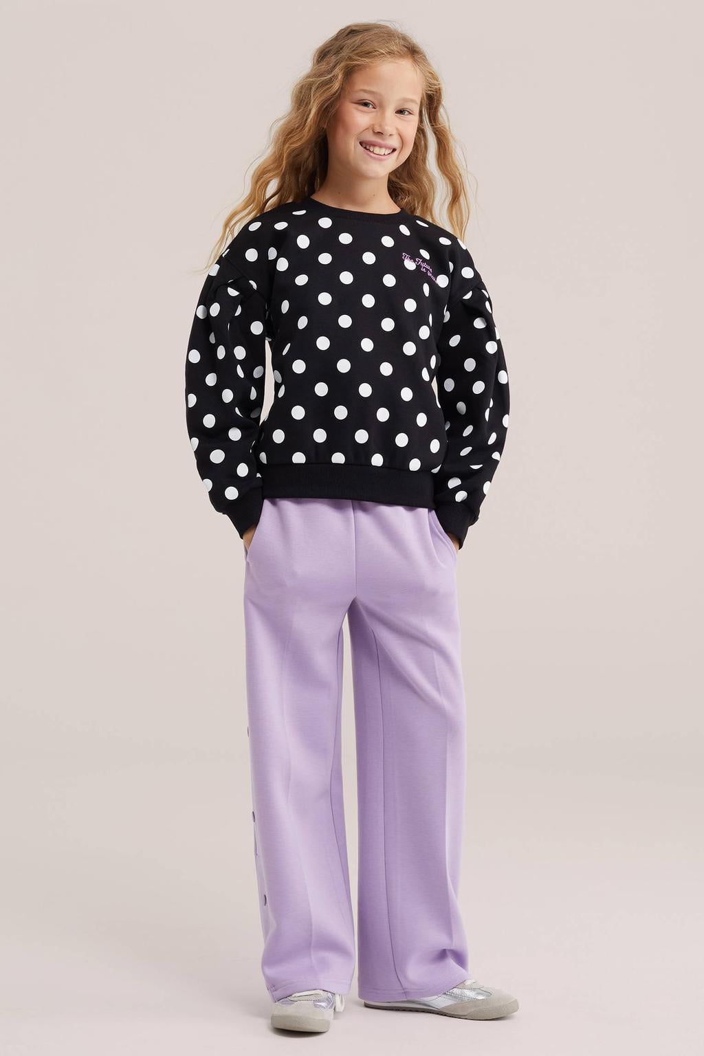 WE Fashion sweater met stippen - zwart/wit