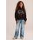 WE Fashion hoodie met print - donkerbruin