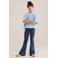 WE Fashion flared legging met hartjes - donkerblauw