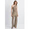 Mango wide leg regular waist gestreepte broek fijn gebreid bruin
