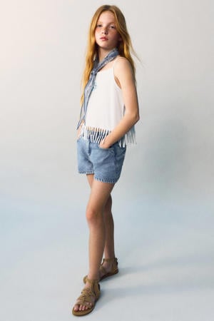 regular waist short medium blue denim